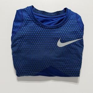 Nike Pro Hyperwarm Shirt Blue Fitted Long Sleeve Athletic 802016-480 Size Men L
